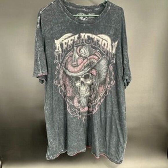 VTG Affliction Men's Charcoal Gray Skull Cowboy Hat 3XL Rare - Picture 1 of 12